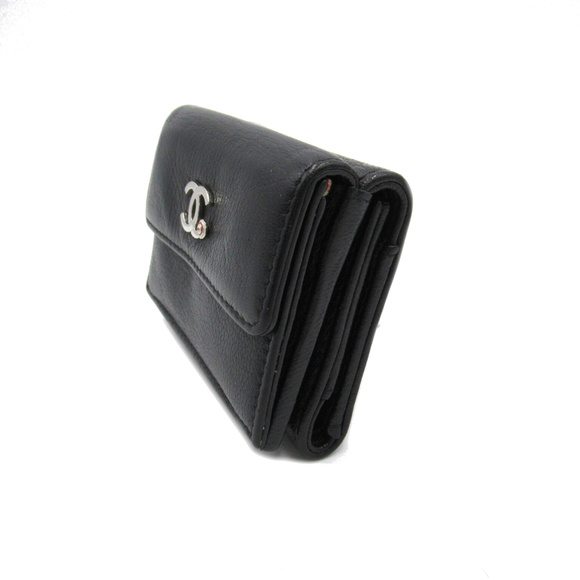 CHANEL Tri-fold Wallet Umbrella Print Black leather - Picture 3 of 10